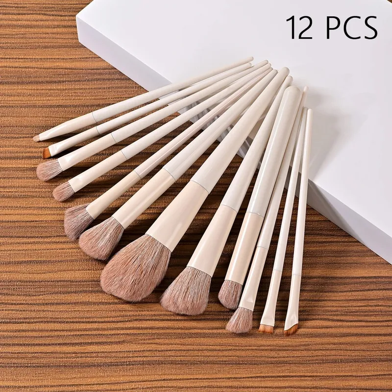 12pcs Makeup Brush Set - High-Grade Nylon Bristles Includes Foundation Blush Eye and Powder Brushes