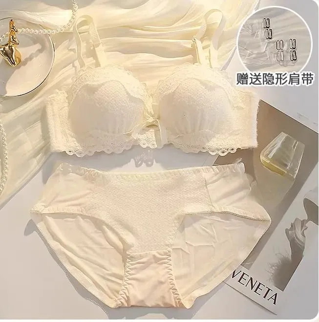 Women Strapless Wireless Bra Anti-Slip Half Cup Small Bust Compression Enhancer Anti-Sag Soft Sexy Lingerie Underwear Set — image 13