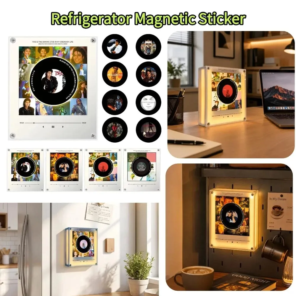 NFC Music Player Refrigerator Magnetic Sticker Acrylic Rotary Disc Machine Automatic Singing Song Players for Fridge Night Light