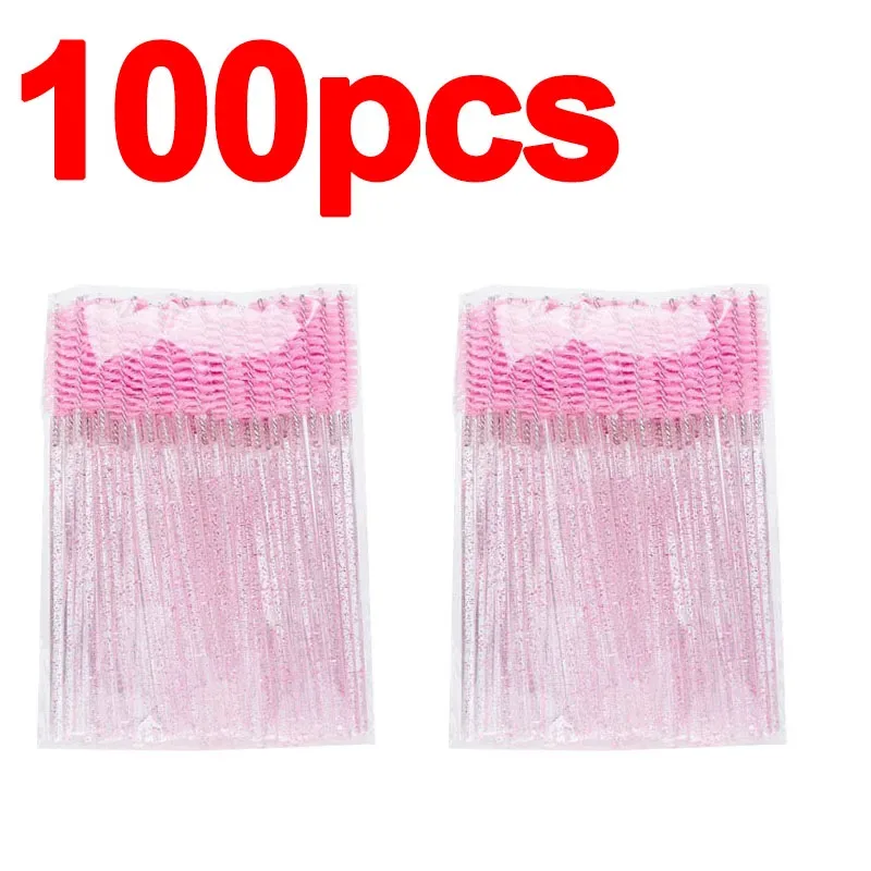 New 50/100pcs Microbrush for Eyelashes Brush Crystal Spoolie Brushes Eyebrow Comb Makeup Beauty Tool for Eyelashes HZS24 — image 12