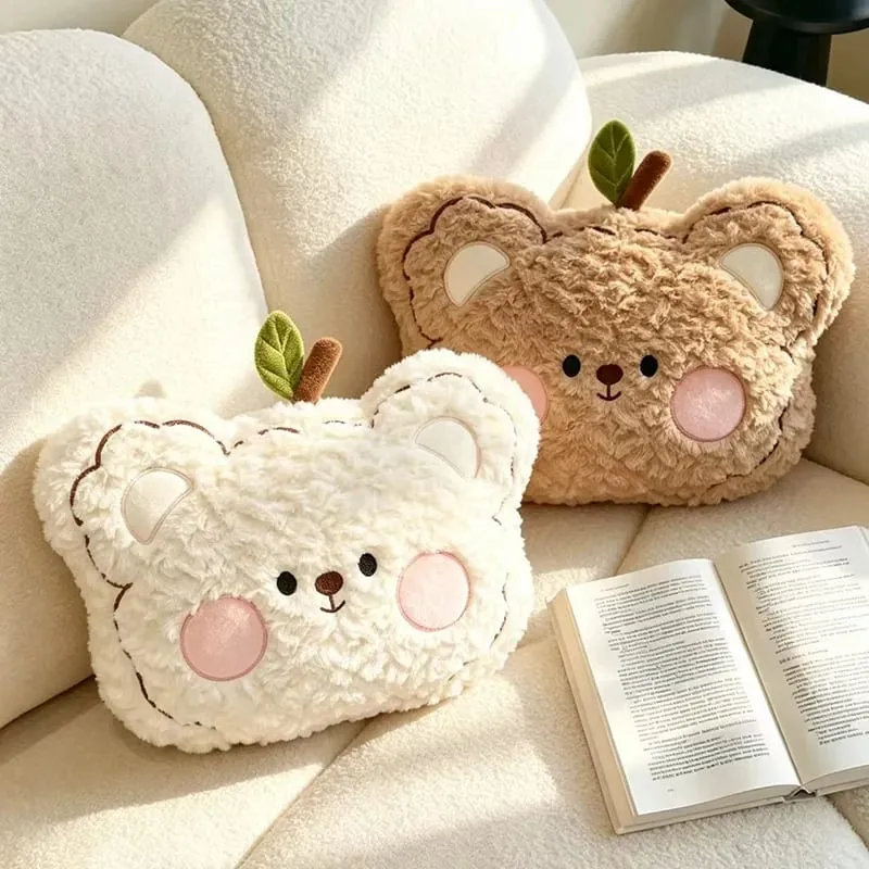 40cm Teddy Bear Head Plush Pillow Cute Bear Face Throw Pillow Soft Fluffy Stuffed Cushion Sofa Bedroom Home Decor Gift — image 2