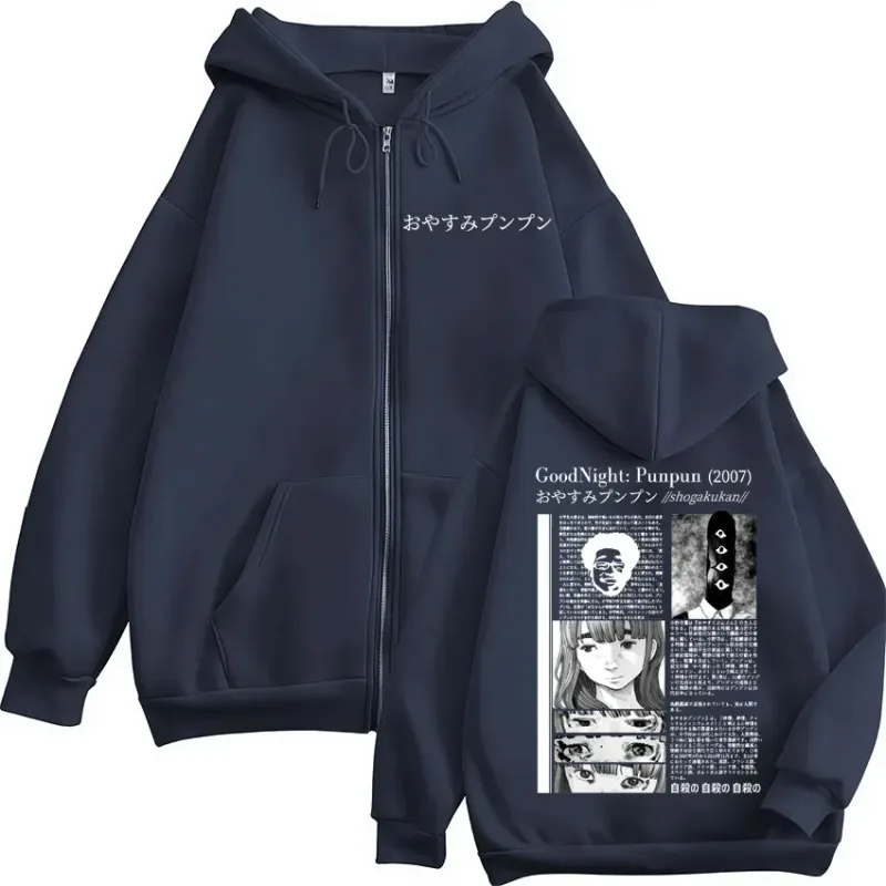 Oyasumi Goodnight Punpun Aiko Tanaka Manga Zipper Hoodies Men Women Clothing Fashion Oversized Zip Up Hooded Sweatshirts Jackets — image 4