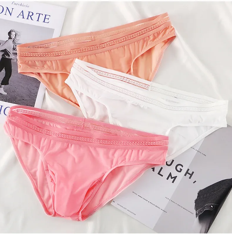 New Men's Ice Silk Briefs Ultra-thin Quick Dry High Elastic Lace Waistband Panties Sexy Seamless Breathable Bikini Underwear — image 28