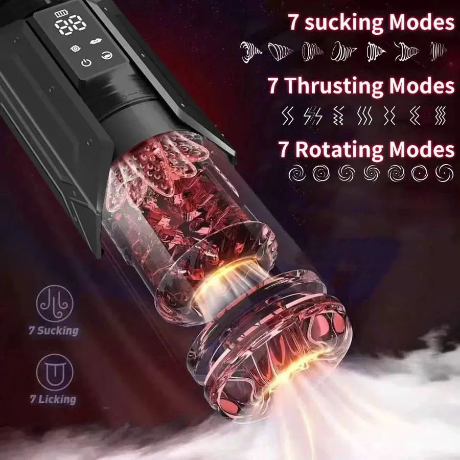 Automatic Male Masturbator Stroker with 7 Sucking Thrusting Rotating Licking Adult Pocket Pussy Mens Sex Toy Blowjob Sex Machine