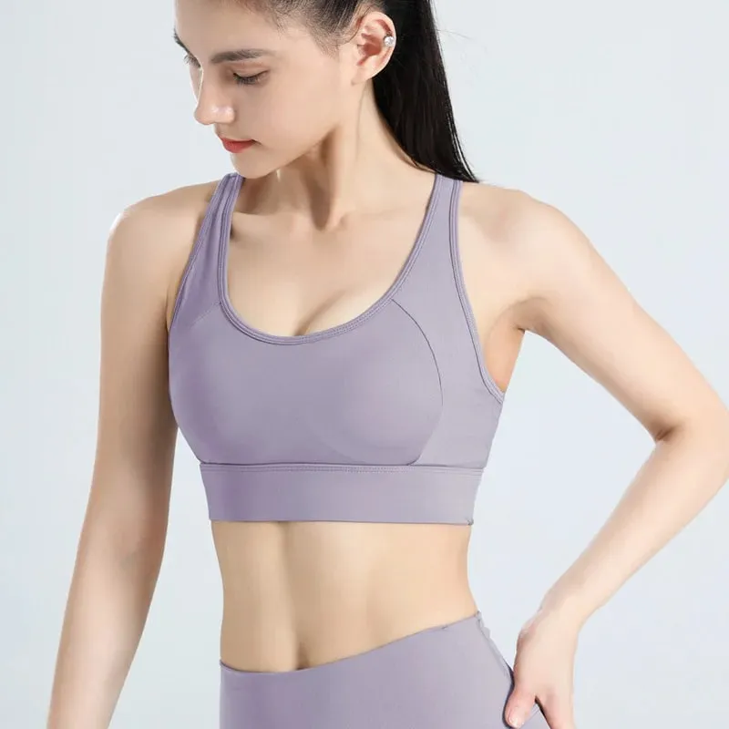 Sexy Back Yoga Crop Top Bra Inner Padded Fitness Tank Top Elastic Sport Bra Gym Vest Running Yoga Professional Workout Vest — image 4
