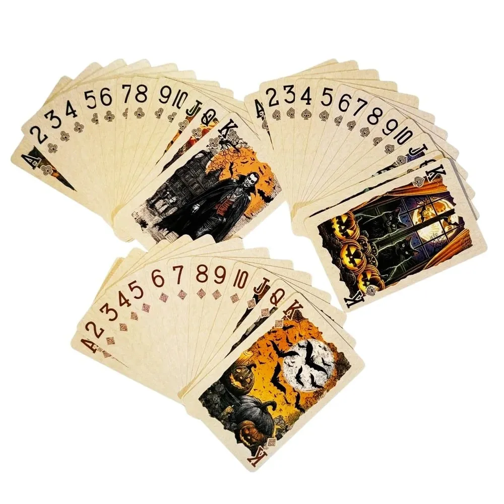 55pcs Vintage Halloween Playing Cards Deck Spooky Pumpkin Skeleton Poker Cards Dark Gothic Board Game Family Party Prop Gift — image 5
