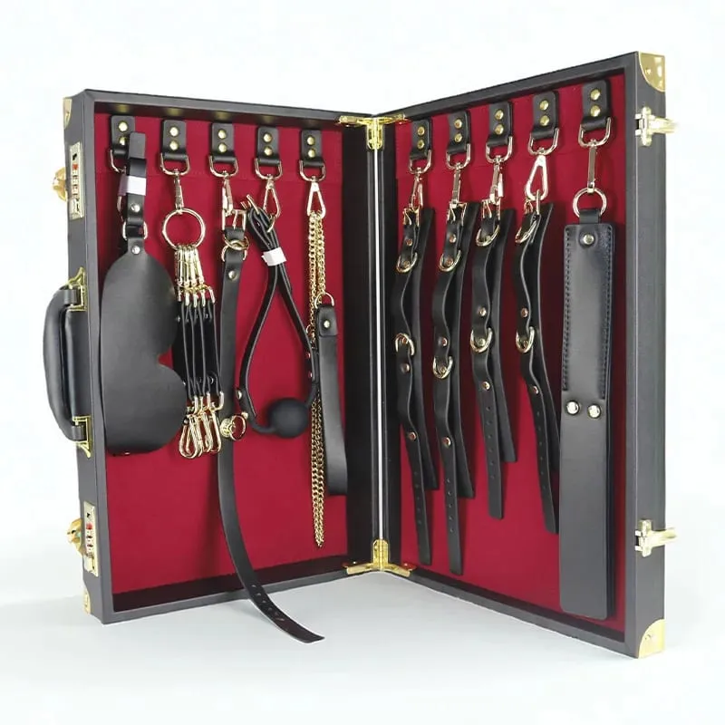 Genuine leather 8-piece prop set bondage blindfold choker genuine leather couple adult sex toys SM alternative toys.Dom Sub