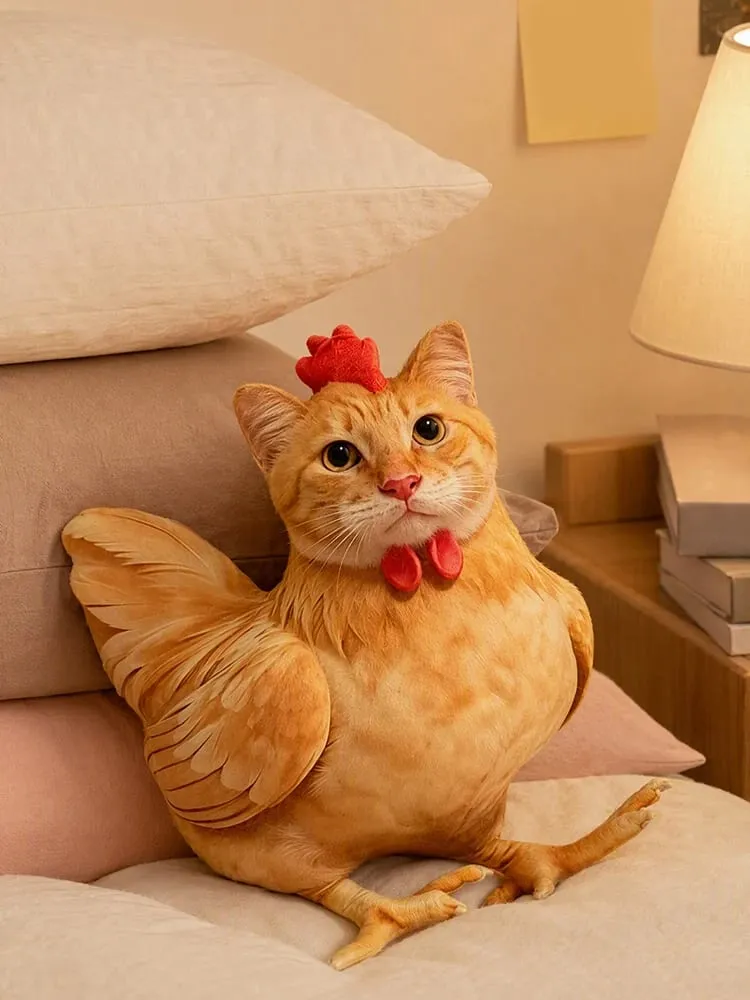 Gato frango engraçado novidade brinquedo de pelúcia animal de pelúcia sofá travesseiro 3d almofada bonito gatinho boneca decoração do quarto