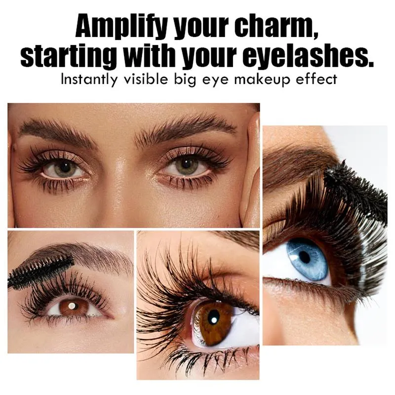 Eye Black Mascara Waterproof Lengthens Eyelashes Extension Silk Fiber Mascare Eye Makeup for Women Cosmetic Korean Make up