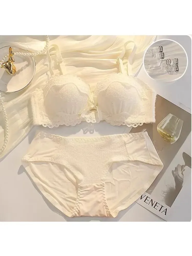 Women Strapless Wireless Bra Anti-Slip Half Cup Small Bust Compression Enhancer Anti-Sag Soft Sexy Lingerie Underwear Set — image 5