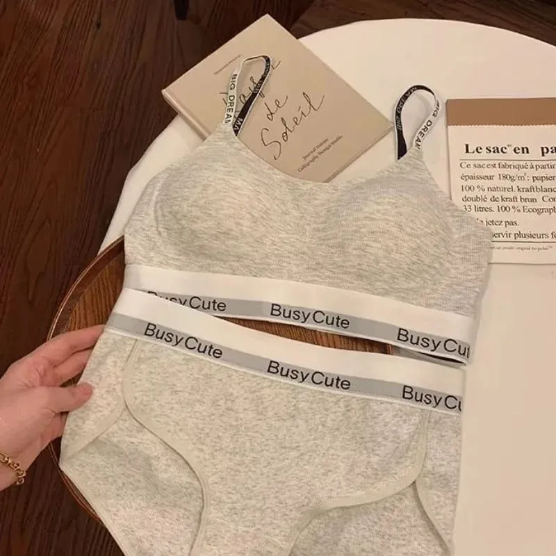Hot Selling Letterless Lingerie Set Small Chest Lift Wireless Shaping Anti Sagging Activewear Comfy Women Bra Panty — image 1