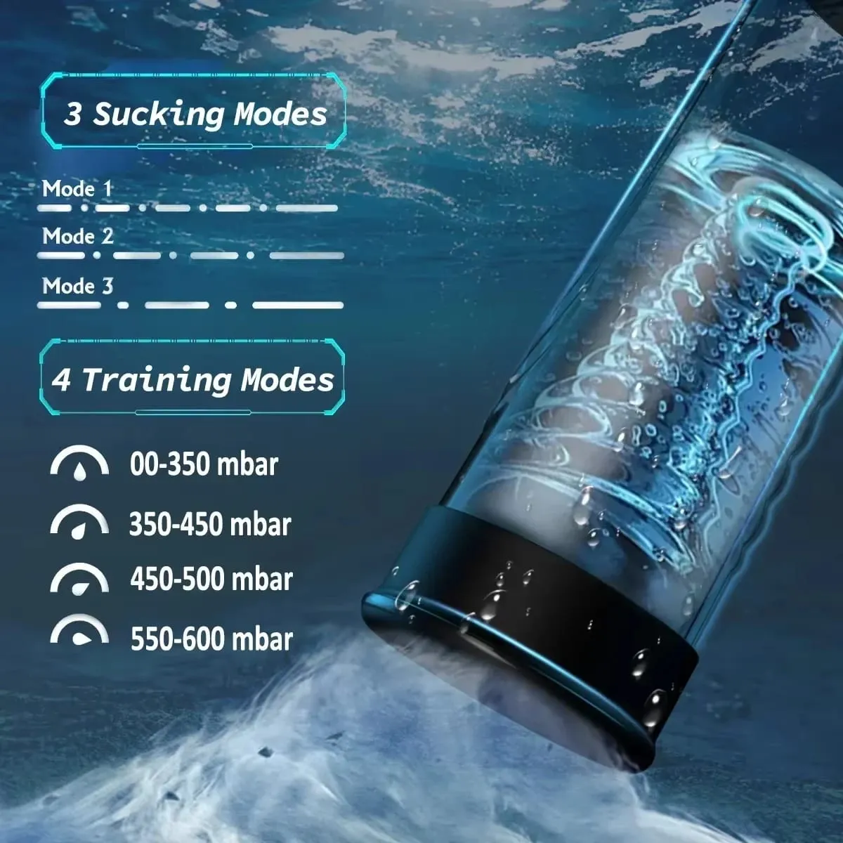 Bomba eléctrica para pene, masturbadores masculinos de succión al vacío, extensor Traine, eyaculación retardada, juguete sexual resistente al agua IPX7 para hombres — image 4