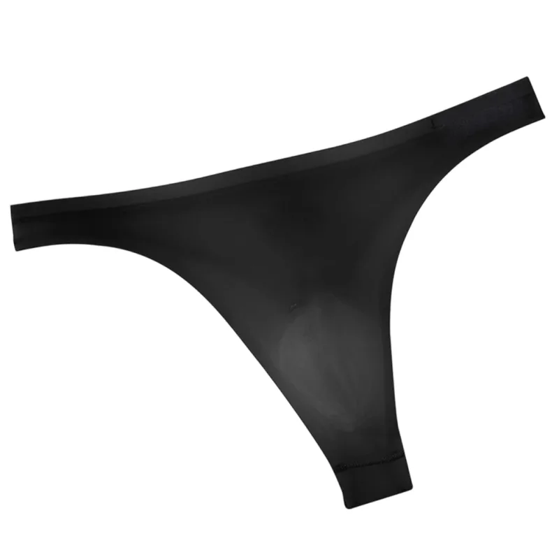 Men's Ultra-thin Ice Silk G-string 3D Bulge Pouch Thong See Through Underwear Low Rise Men Bikini Briefs U Pouch Lingerie — image 8
