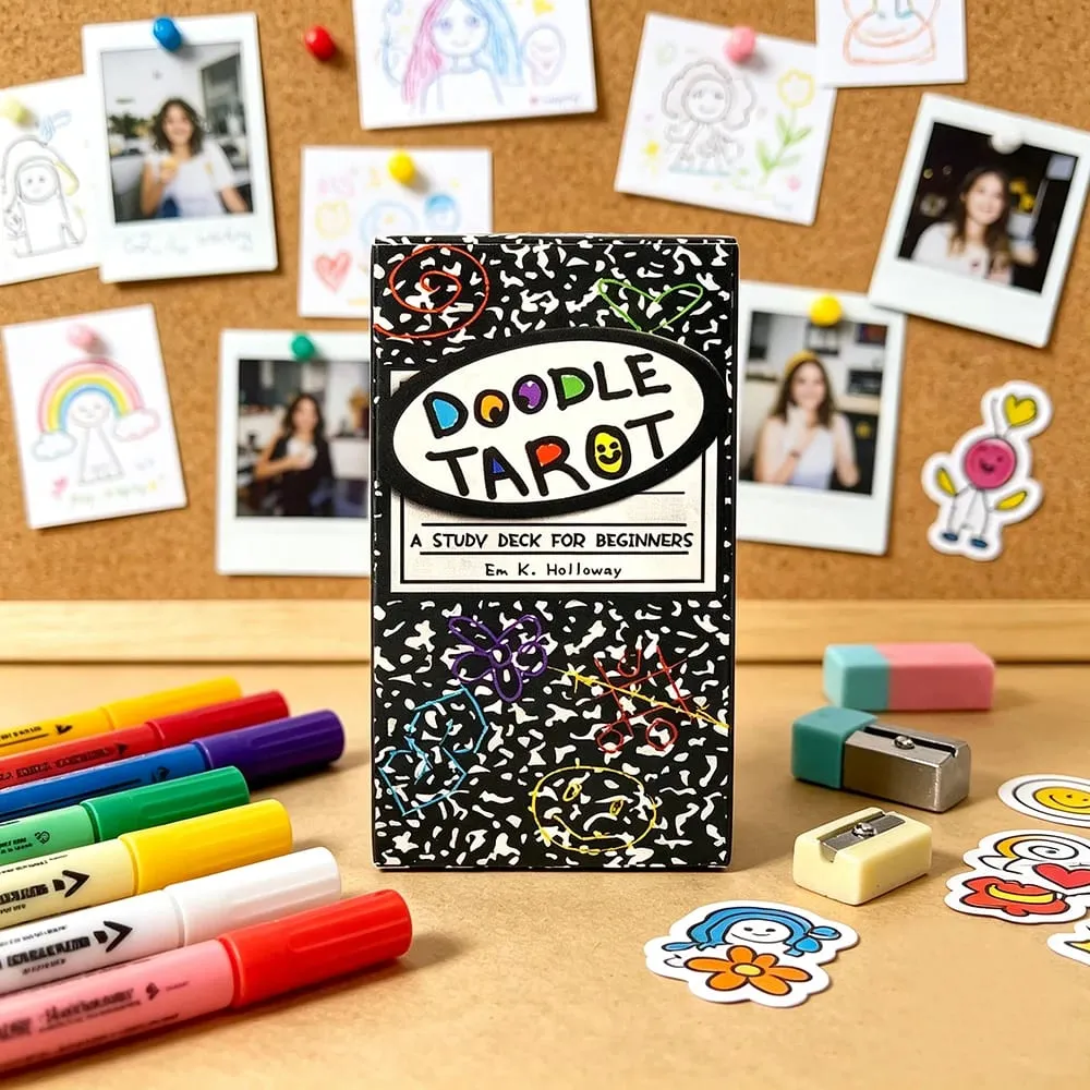 Doodle tarô cartas 78 versão em inglês adivinhação borad jogos de cartas bonito desenhado à mão para iniciantes e leitura espiritual — image 3