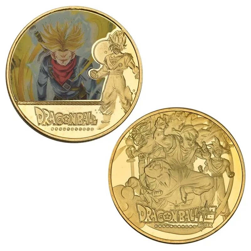 Dragon Ball Banhado A Ouro Moeda de Ouro Son Goku Vegeta Moedas Comemorativas Crianças Clássico Anime Periféricos Coleção Brinquedo Lembrança