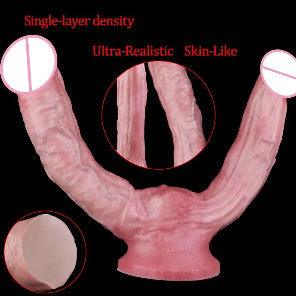 47cm Makatotohanang Mahabang Dildos Double Head Anal Vaginal Stimulator Sex Toy na May Sucker Para sa Lesbian Couples Gay Men Adult Tools — image 3