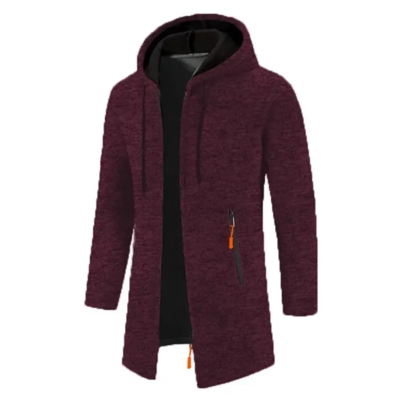 Novo masculino manga longa camisola com capuz para homens com zíper sweatshirts oversize streetwear quente cor sólida outono jaqueta com capuz — image 2