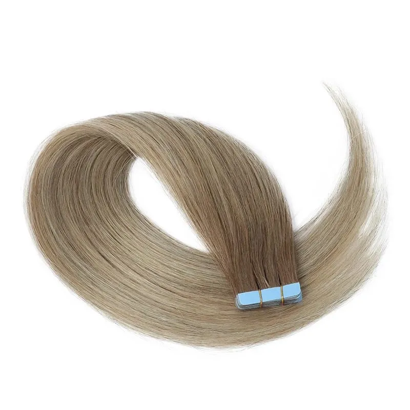 MRS HAIR Tape-In Hair Extensions 12-24 Inch 20pcs Natural Human Hair Real Extension T1B Gray Skin Weft Adhesive Tape Ins
