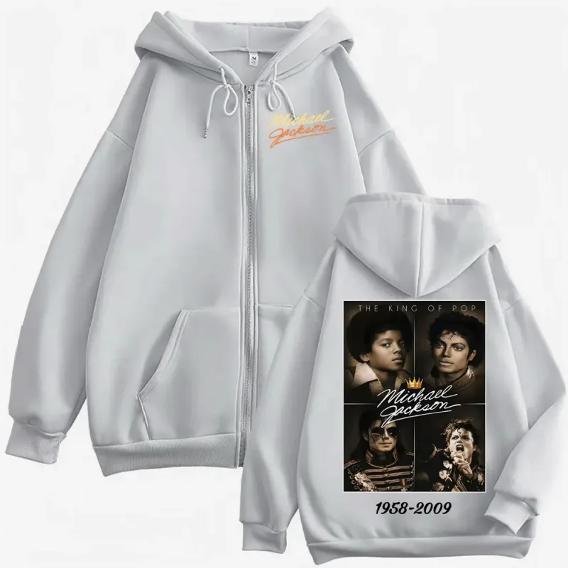 The King of Pop Michael Jackson Bad Era Zip Up Hoodies Men's Women Harajuku Street Jacket Sweatshirt Fleece Casual Zipper Hoodie — image 5