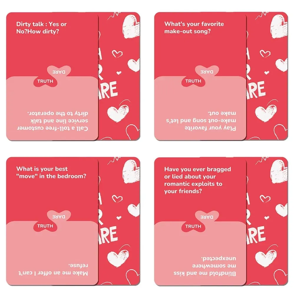 Truth or Dare for Couples Naughty Adult Party Board Game Set 50 Questions Sexy Date Night Drunk Couples Drinking Card Game 5x5cm