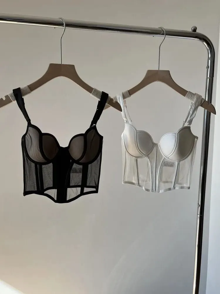 French Long Fishbone Mesh Patchwork Bra Set Slim Shaping Chest Lift Up Sexy Lingerie Outfit Soft Kumportable Underwear S-XL Suit — image 3
