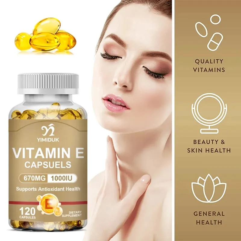 Vitamin E Supplements with Tocopherols & Safflower Oil Support Elasticity Shrink Pores Combat Aging & Antioxidant Immune — image 4