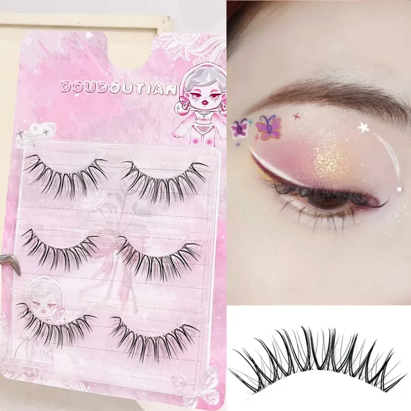 Doudoutian Korean Girl Group U Shape Individual Lashes Clear Band Natural Realistic Divine Beauty Eye Lashes