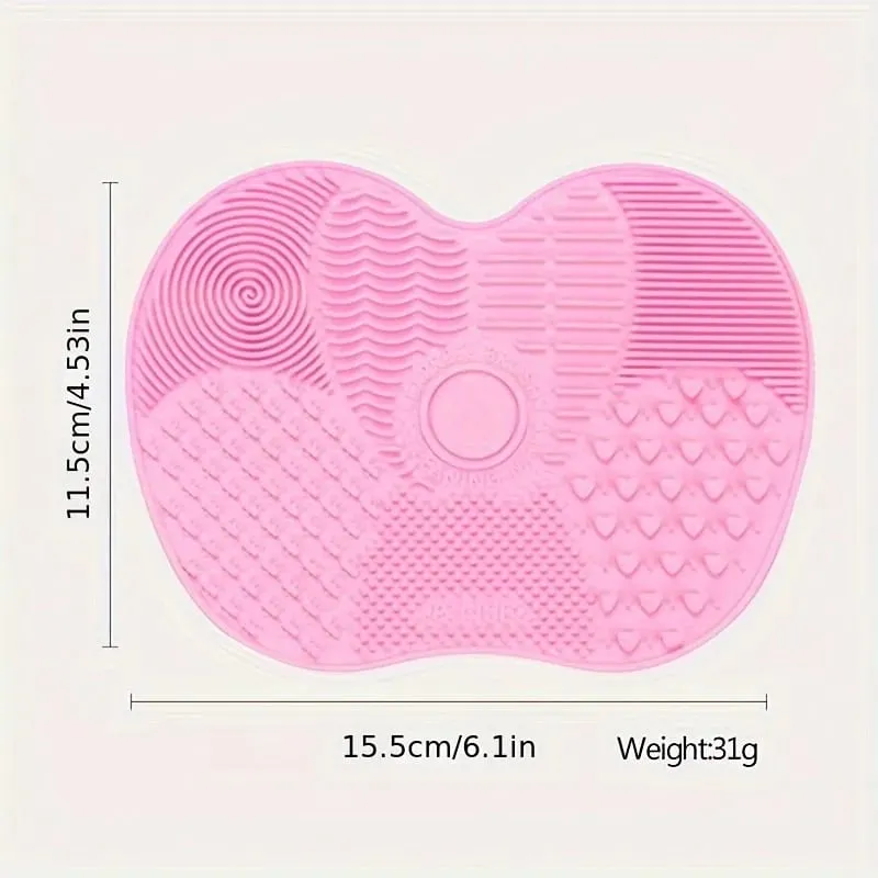 Silicone Apple-Shaped Makeup Brush Cleaning Mat With Suction Cup Deeply Cleans Makeup Brushes Making Brushes Fluffy And Soft — image 2