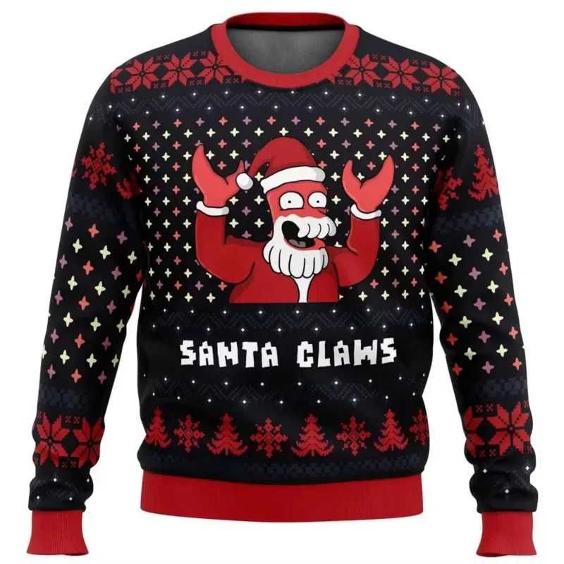 Bagong 2026 Maligayang Pasko Santa Claus 3D Printed Christmas Sweater Holiday Maligayang Pasko Autumn Round Neck Pullover Sweatshirt
