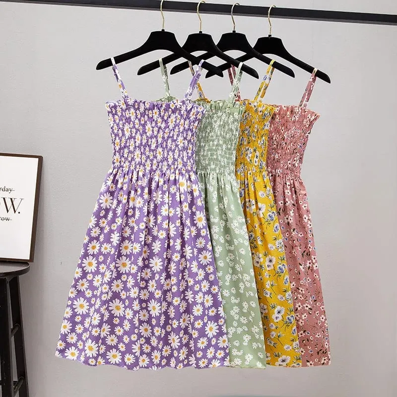 Mga Mini na Dress sa Tag-init Fashion Pambabae Elastic High Waist Casual Spaghetti Strap Sleeveless Dress Women Chiffon Dresses Vestidos — image 4