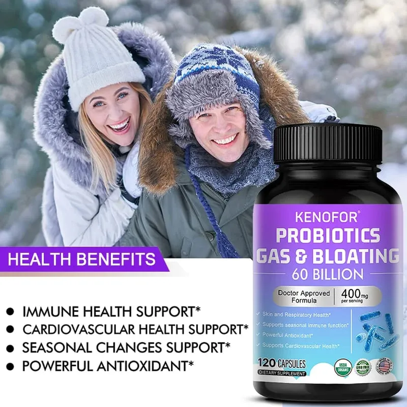 60 Billion CFU Multi-Strain Probiotic Capsules - Prebiotics + Digestive Enzymes Gut Health & Immune Support 30/60/120 Counts — image 4