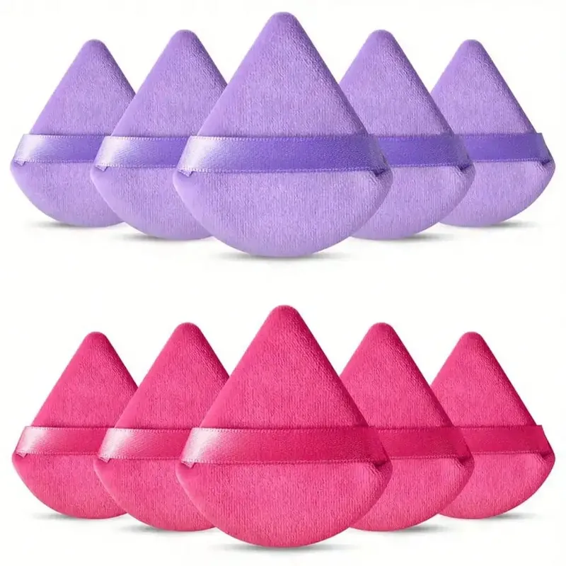 10 Pcs Triangle Velvet Powder Puff Pizza Flours Mini Face Makeup Sponge Cosmetics Washable Lightweight Makeup Tool — image 17