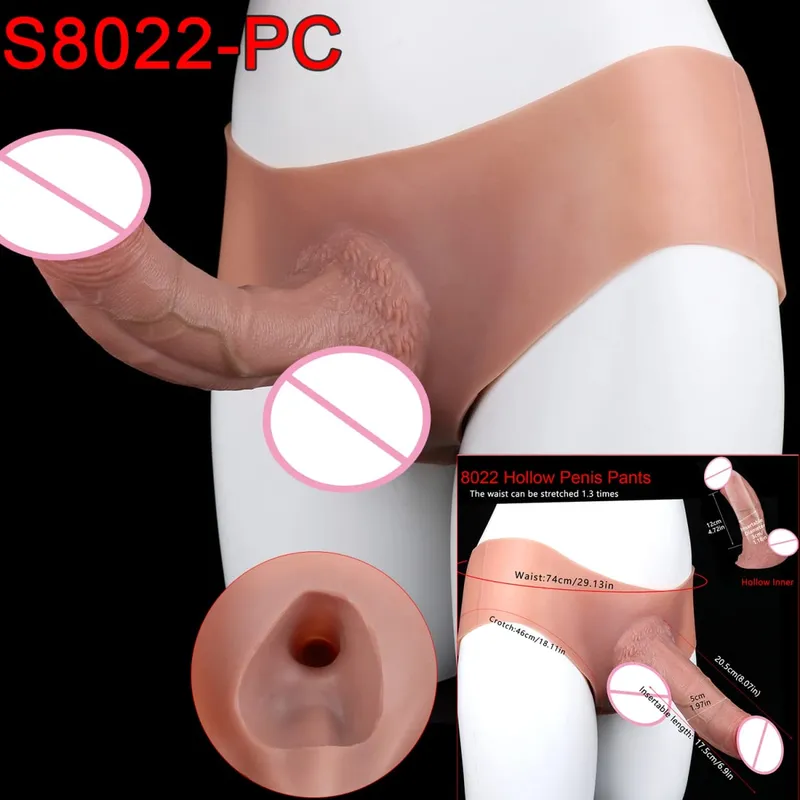 Male Strap-On Long Hollow Dildo Ultra Realistic Penis Extend Sleeve Pants насадка на член Male Cock Cover Sex Toys