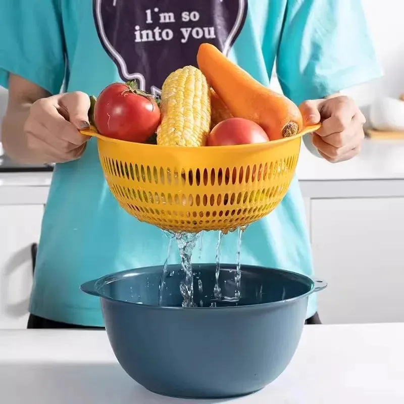 6PCS Kitchen Sink Vegetable Drainer Fruit Basket for Multifunctional 3 Size Stackable Washing Basin Vegetable Drain Basket Basin — image 4