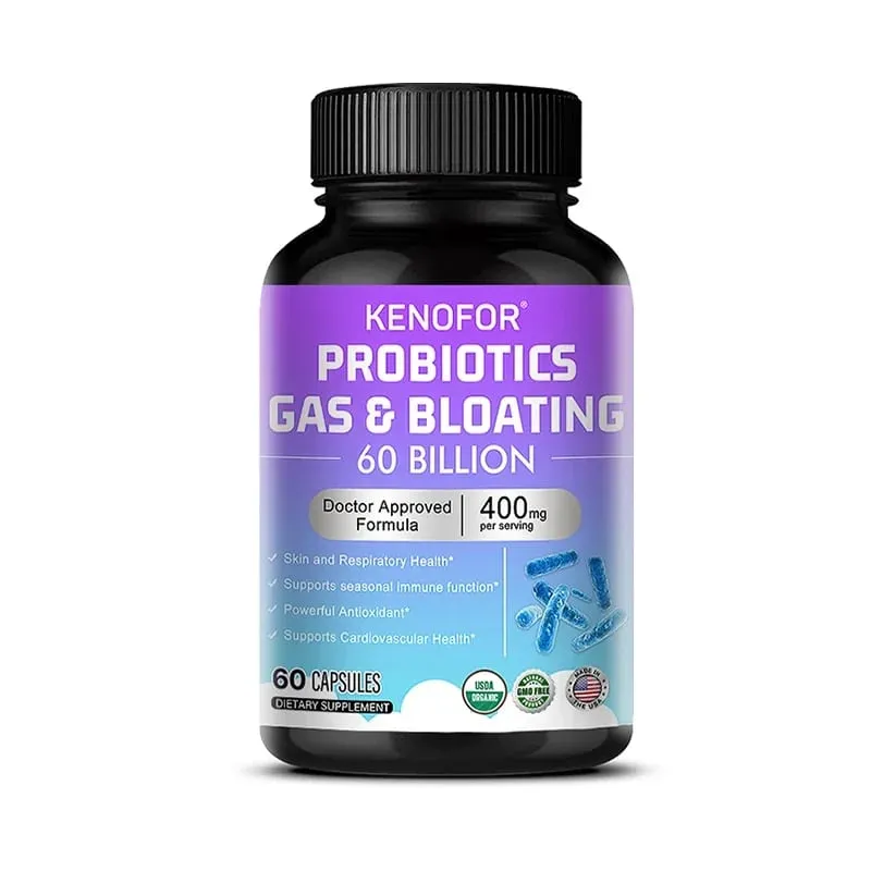 60 Billion CFU Multi-Strain Probiotic Capsules - Prebiotics + Digestive Enzymes Gut Health & Immune Support 30/60/120 Counts — image 9