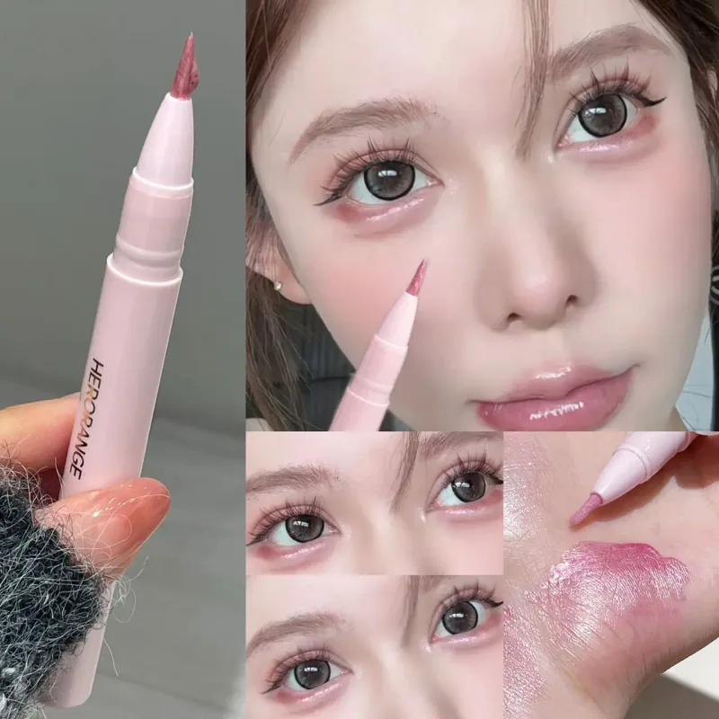 Peach Pink Lying Silkworms Eye Highlighter Liquid Pearly Glitter Shimmer Moisturizing Eyeshadow Brighten Eye Liner Korean Makeup — image 2