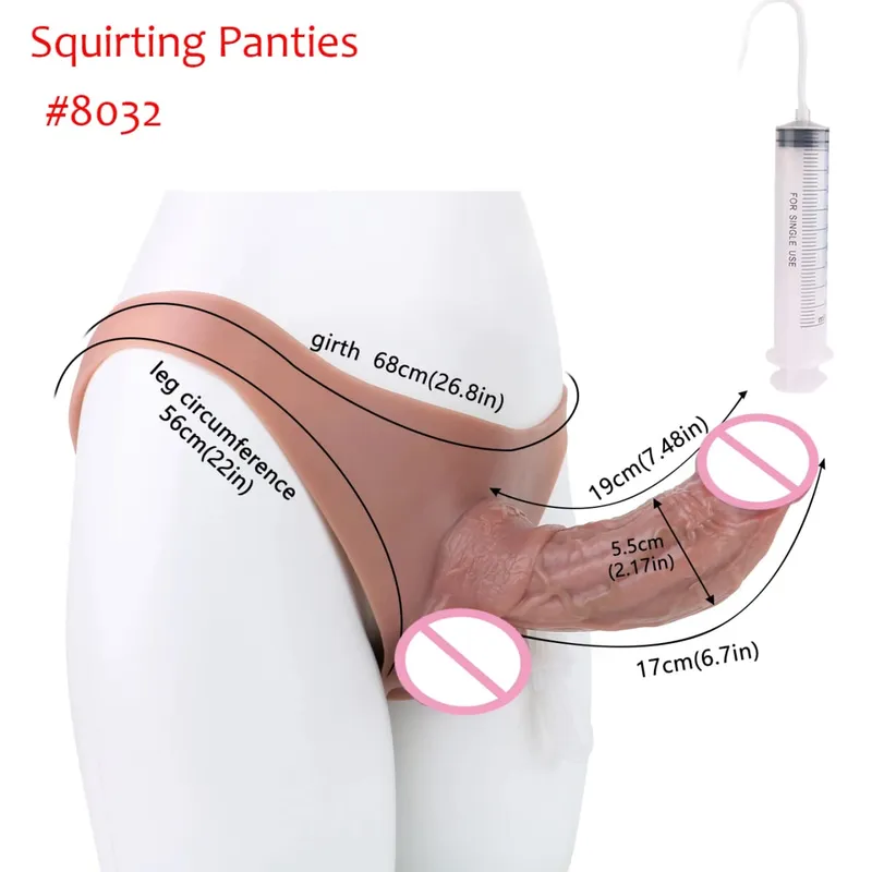 Black Nude Strapon Malaking Makatotohanang Ejaculation Dildo Silicone Squirting Panties Na May Simulated Solid Penis Sex Toy Para sa mga Babae — image 21