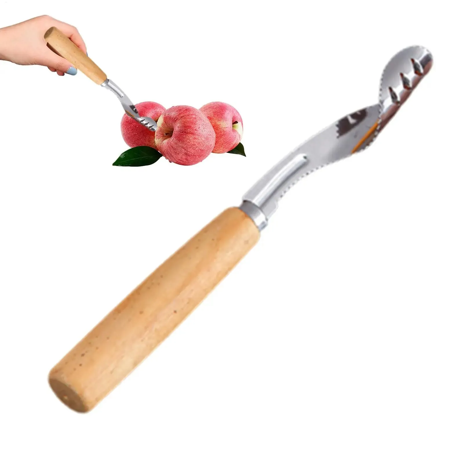 Stainless Steel Fruit Corer Multi-Function Pitter with Wood Handle Kitchen Fruit Slicing Cooking Juicing Canning Platters Tool — image 4