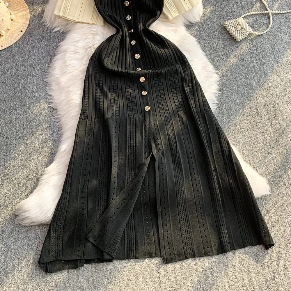YuooMuoo Women Dress 2026 Spring at Summer Elegant Patchwork One-Piece Knitted Maxi Dress Office Lady Slim Waist Sweater Dress — image 5