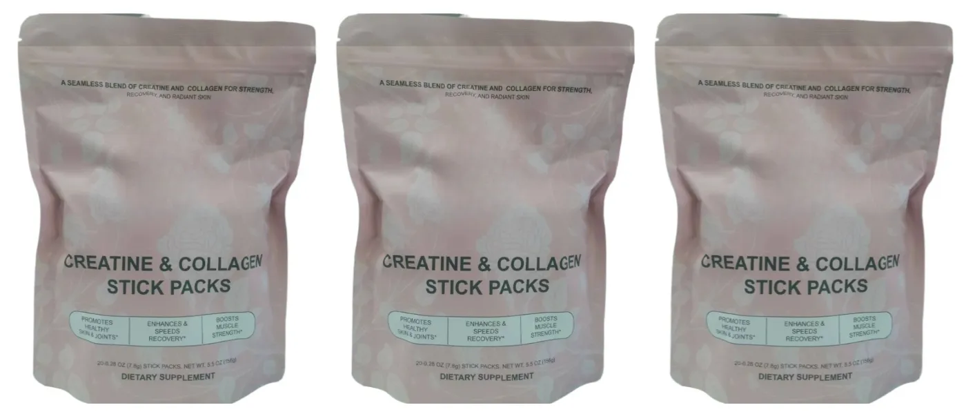Creatine & Collagen Powder Stick Packs Supports Strength Recovery & Skin Health – Daily Nutrition Supplement 20Servings Per Bag — image 8