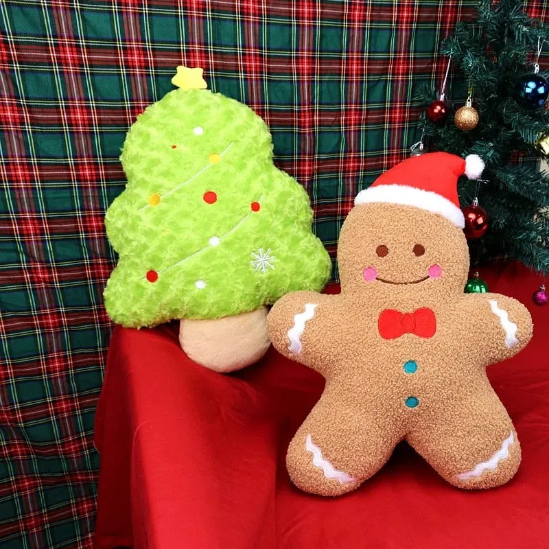 Christmas Tree Snowman Gingerbread Man Plush Pillow Soft Sofa Cushion Napping Pillow Adorably Room Decor Toys Christmas Gift — image 5