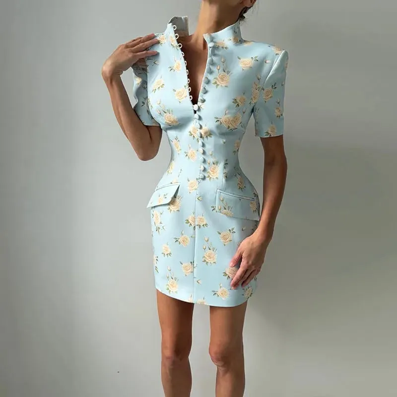 Vestido feminino elegante com decote em v manga curta único breasted sólido vestidos longos femininos 2026 moda verão sexy novo chique senhora robe — image 9
