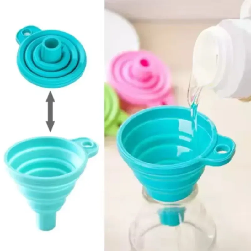 1/3/5/10 pcs S L Folding Silicone Funnel for Filling Bottles Kitchen Silicone Funnel Collapsible Kitchen Gadgets Oil Filler — image 1
