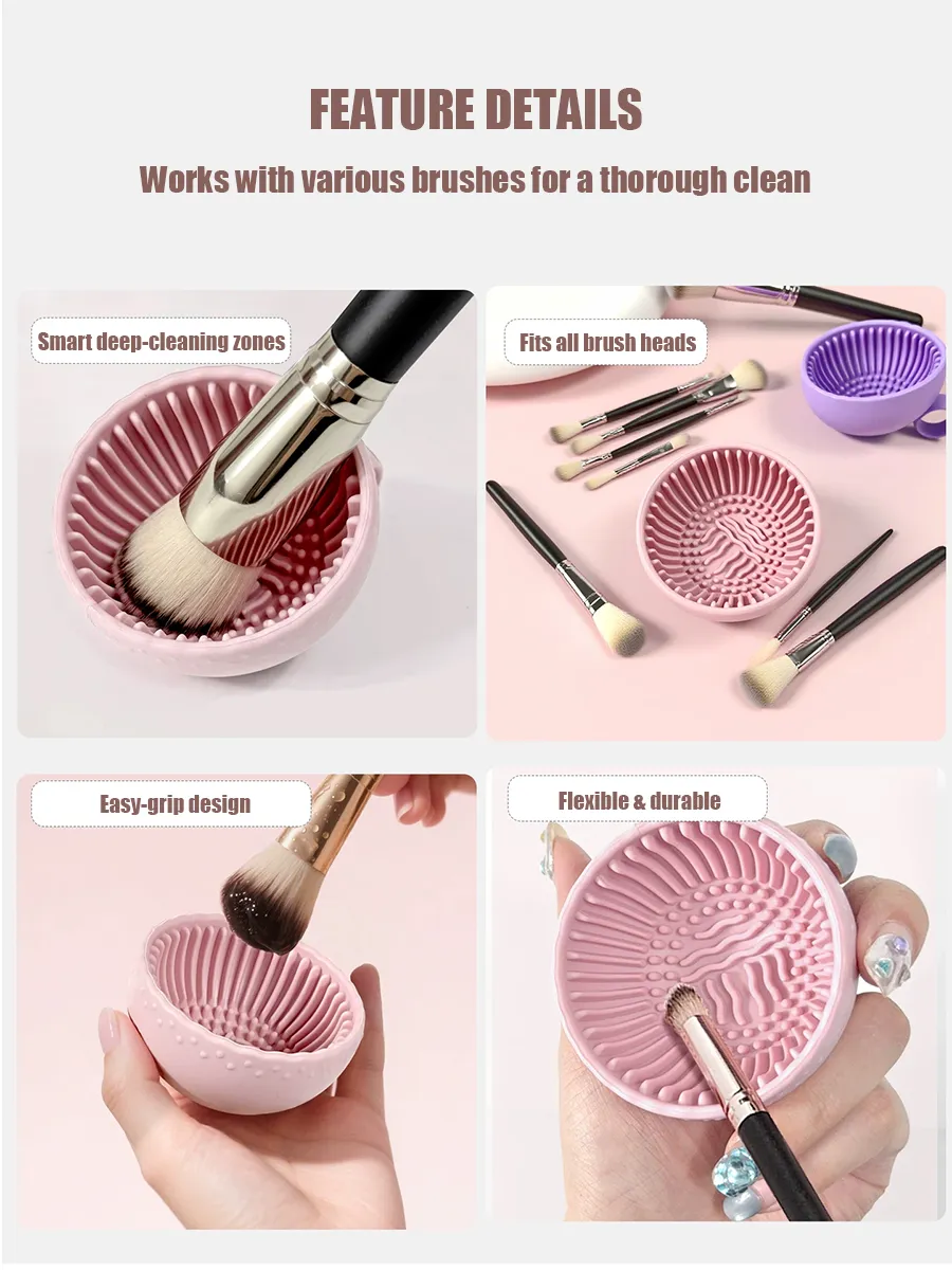 Mini High Appearance Makeup Brush Cleaner Bowl Shaped Washing Tool Cleans Brushes Cushion Puffs Sponges Space Saving Portable — image 3