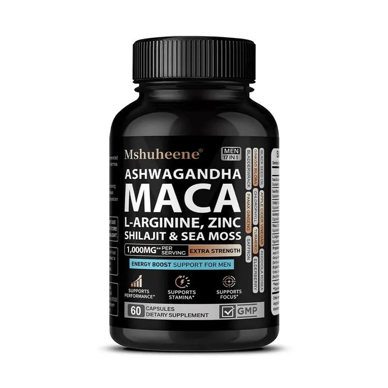Mistura de Suplemento Melhorador - L-Arginina + Maca + Ashwagandha Resistência Crescimento Muscular Função Vascular Circulação Sanguínea