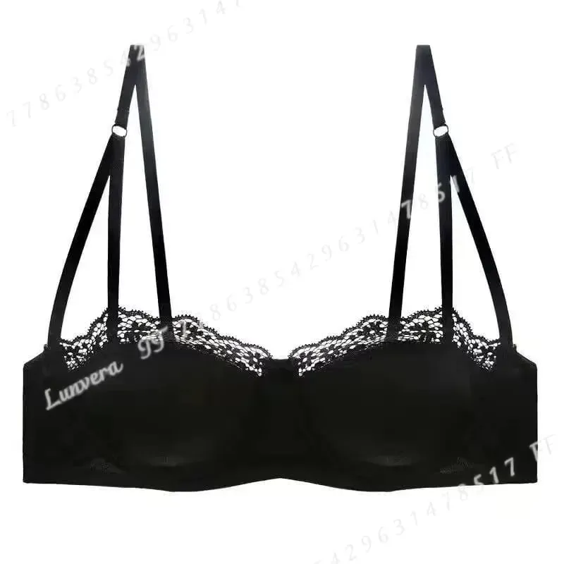 Sexy Satin Half Cup Bra Set with Steel Ring Thin Comfortable Upper Support Green Lace Edge Glossy Lingerie for Women — image 4