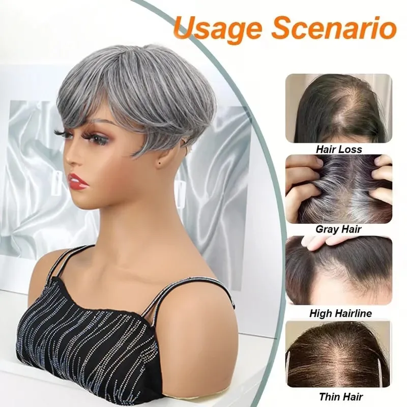 6Inch Synthetic Short Straight Hair Toppers for Thinning Hair Texture Clip-In Adds Volume Hairpiece for Women Daily Use — image 6