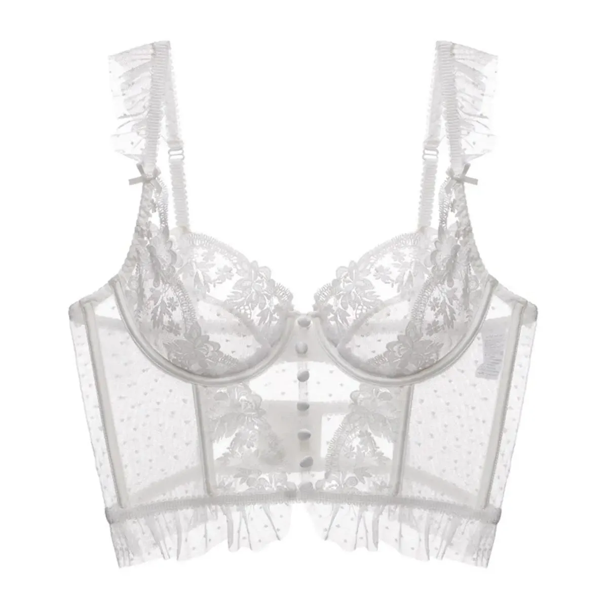 Women Lingerie Set Soft High Waist Bra Floral Embroidery Underwear Lace Bra and Panty Set for Bridal Gift French Lingerie