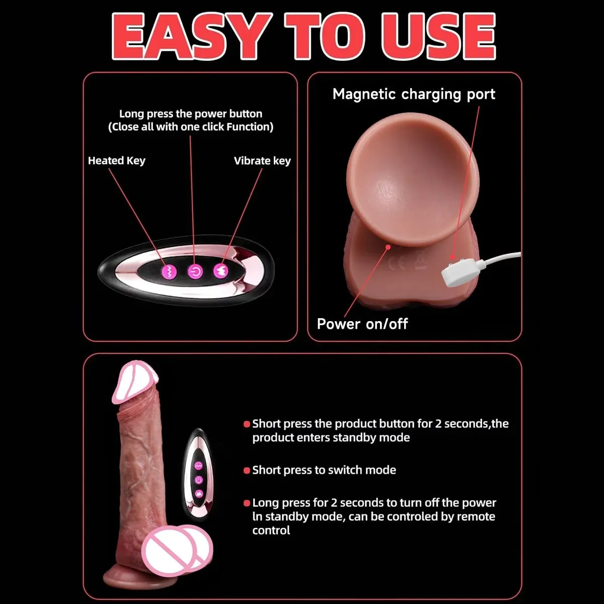 Vibrador realista para mulheres, masturbação, plug anal, penetração, impulso anal, pênis, vibrador, sexy, brinquedos sexuais adultos — image 3