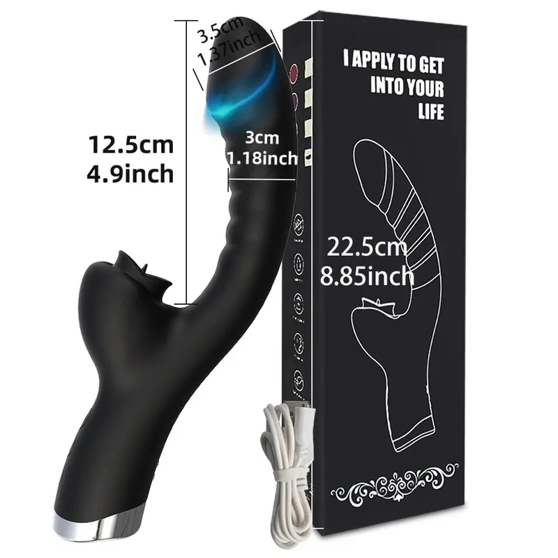 20 Modes Porn Tongue APP Dildo Vibrator G-Spot Vagina Massager Wand Licking Clitoris Stimulator Adult Female Women Sexy Sex Toys